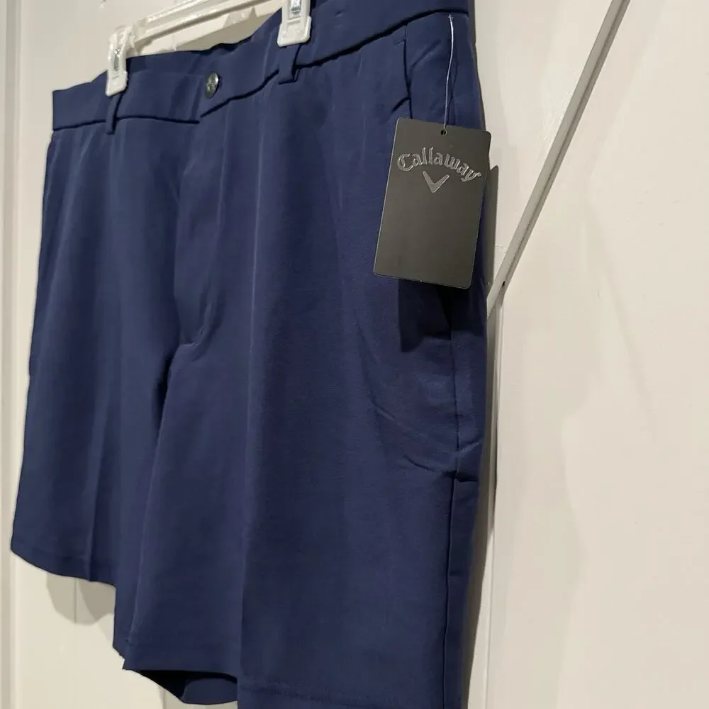Callaway Opti-Dri Golf Shorts Mens Size 36 x 8" Navy Blue Stretch UPF 50 NWT - Picture 2 of 5